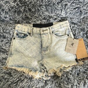 One Teaspoon Distressed Light Blue Jean Shorts